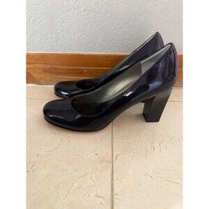 ANNE KLEIN AK Navy Patent Leather Pumps Heels NEW Shoes 9M